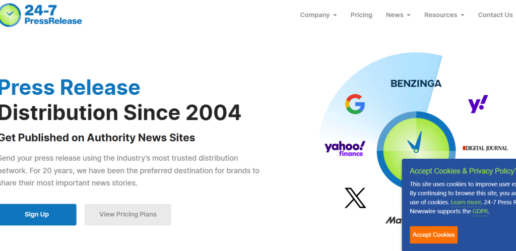 24-7 Press Release ianks number nine among global press release distribution companies