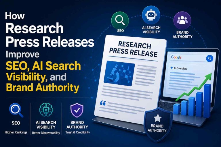 How Research Press Releases Improve SEO, AI Search Visibility, and Brand Authority