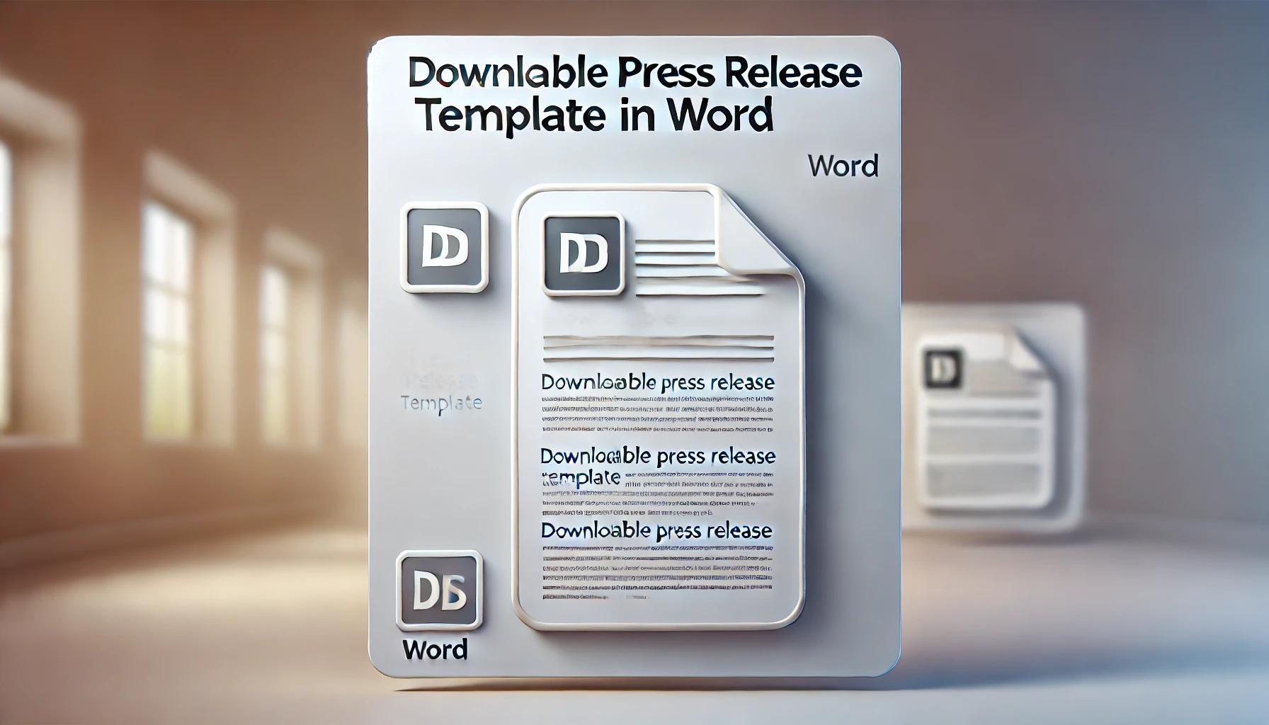 A high-definition landscape image promoting a 'Downloadable Press Release Template in Word