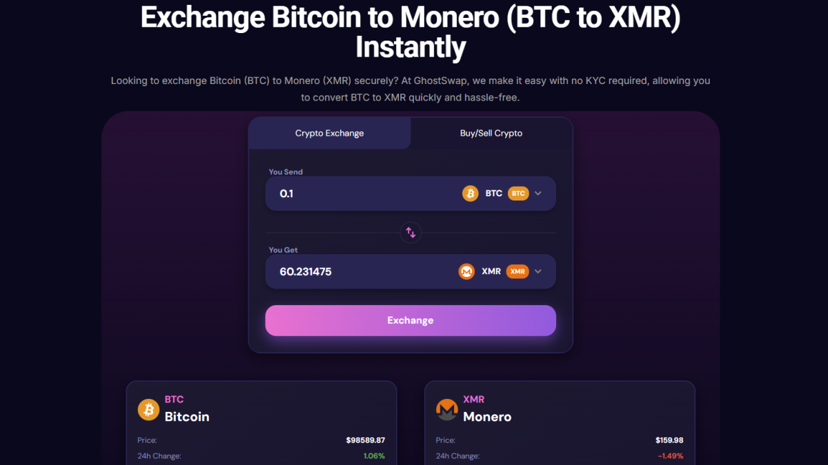 GhostSwap Launches No-KYC Bitcoin to Monero Exchanger: Private, Secure, and  Hassle-Free - King Newswire
